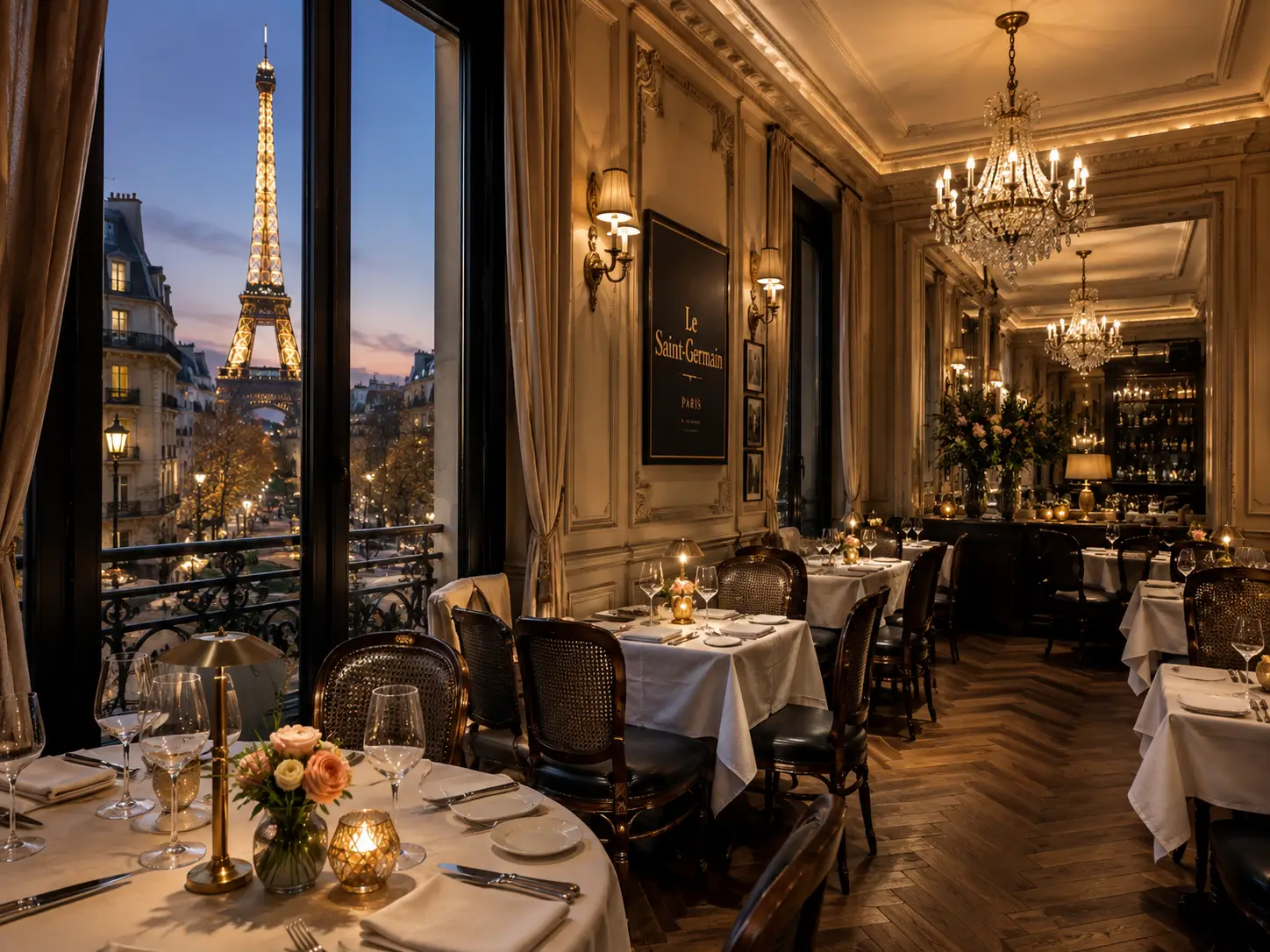 Elegant restaurant in Paris